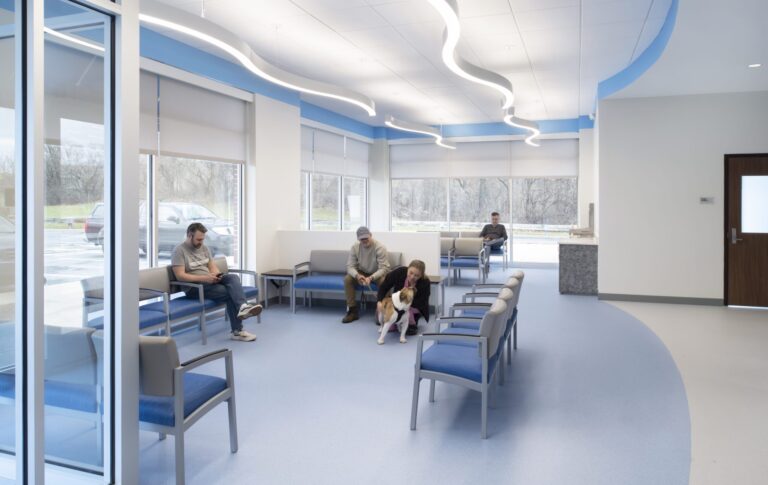 An example of Veterinary Architecture for BluePearl- interior reception area